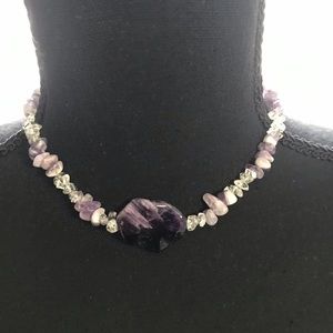 Beautiful genuine chevron amethyst stone necklace